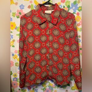 Red patterned button up